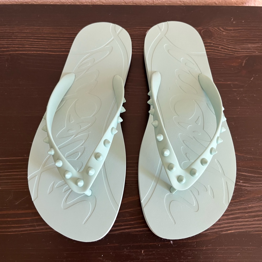 Blue Christian Louboutin studded sandals